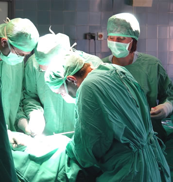 A procedure being undertaken in the operation theatre