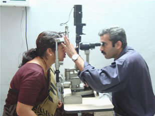 Ophthalmology: Dr Narendra Shenoy inspects a patient's eye