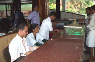 Reception counter at Mitra Hospital